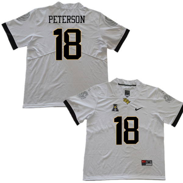 Men #18 Charlie Peterson UCF Knights College Football Jerseys Sale-White - Click Image to Close